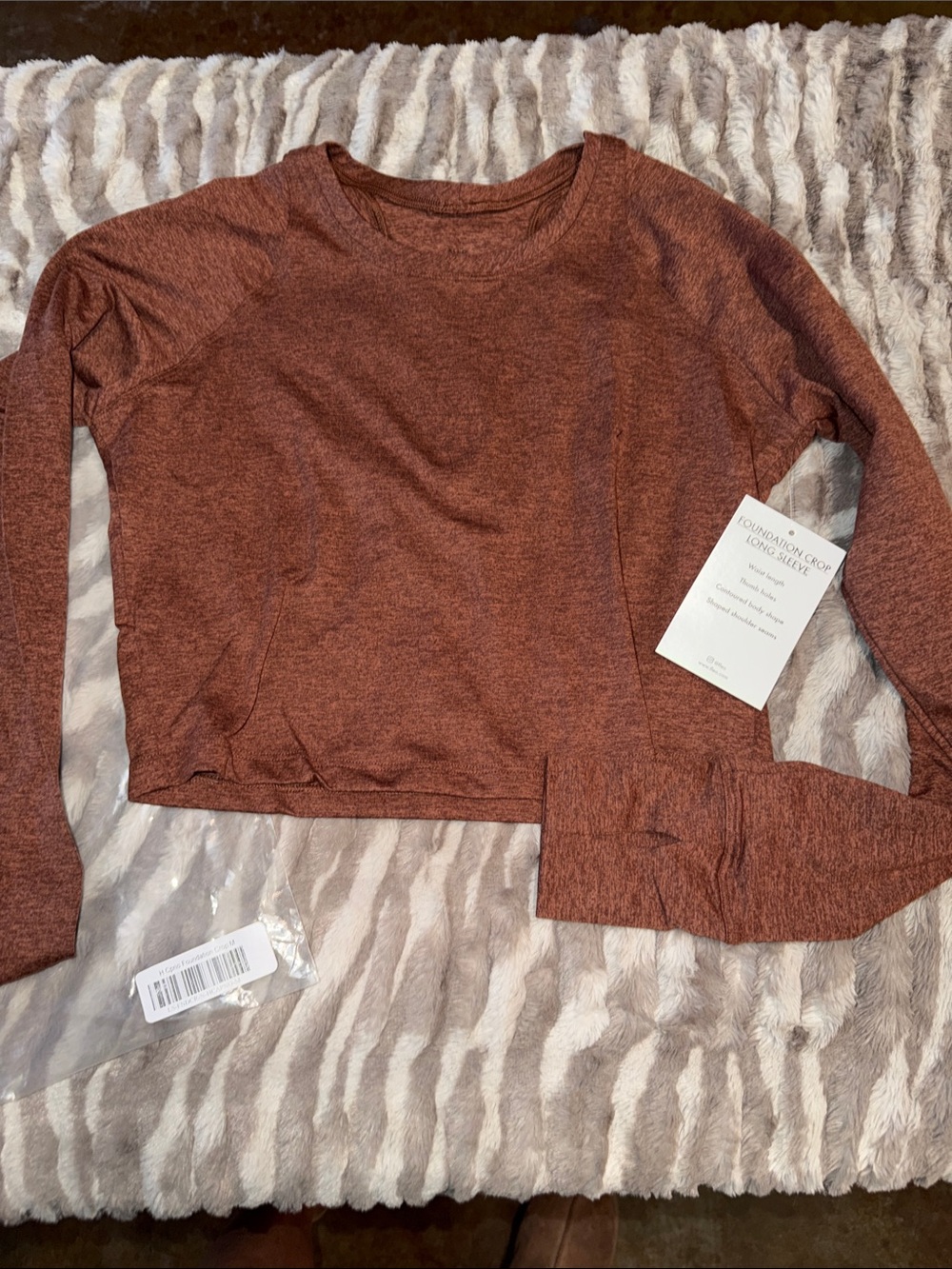 Fleo Long Sleeve Crop Top in Rust Heather